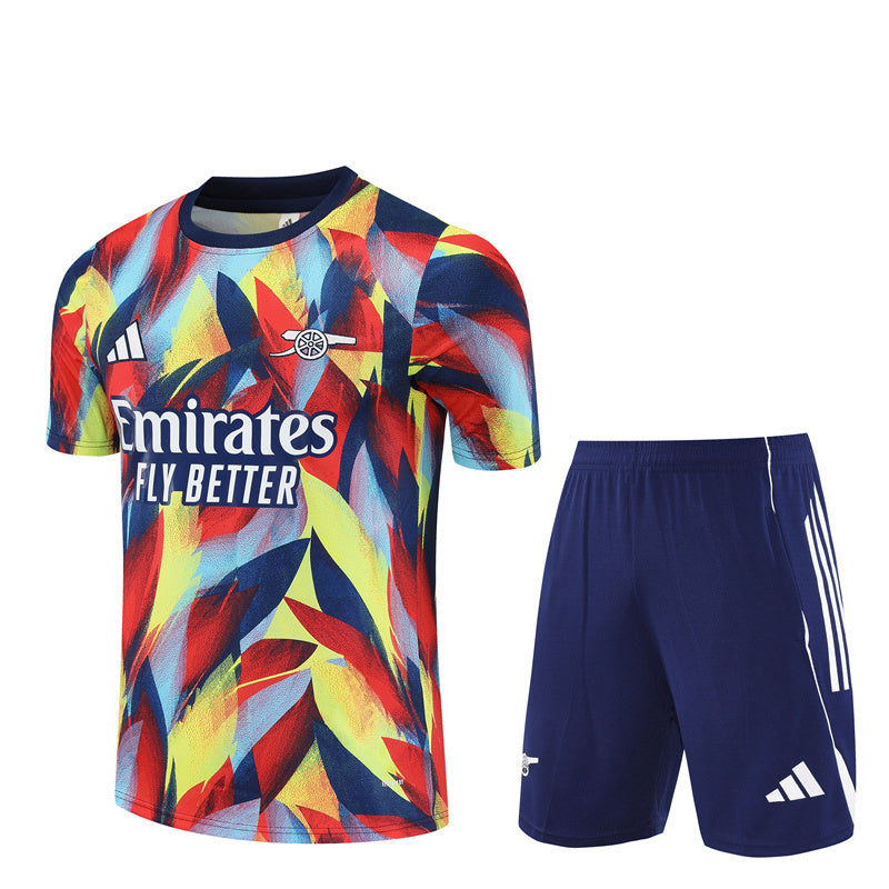 Ensemble Maillot Short Arsenal Homme/Enfant 2025 2026 Rouge Jaune Camouflage | Foot Sport
