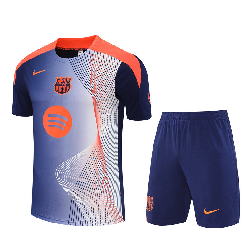 Ensemble Maillot Short Barcelone Homme/Enfant 2025 2026 Orange Bleu | Foot Sport