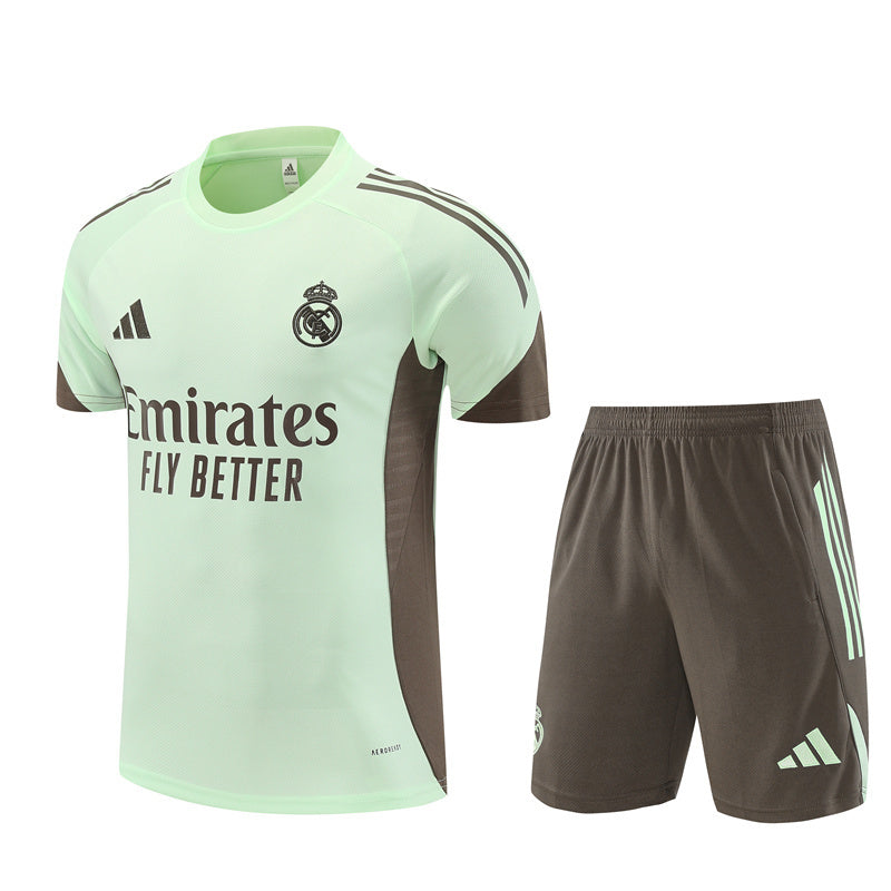 Ensemble Maillot Short Real Madrid Homme/Enfant 2025 2026 Vert Ciel Kaki | Foot Sport