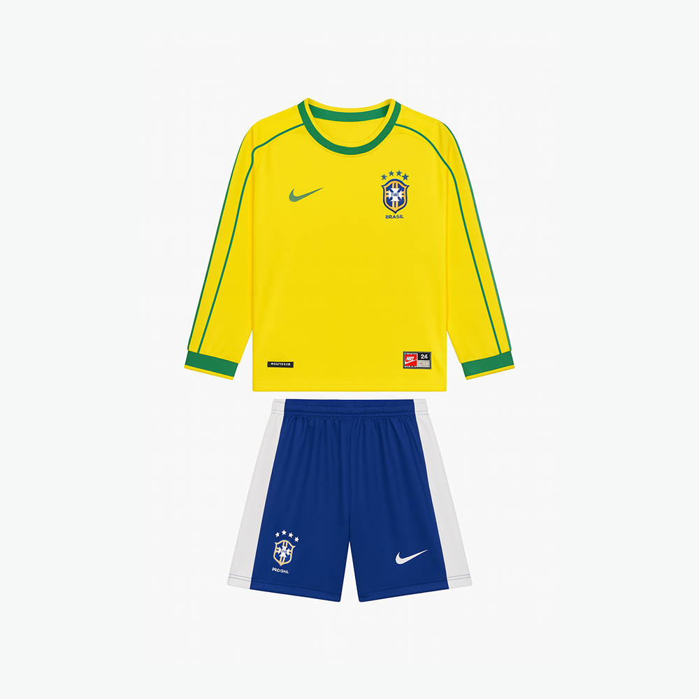 Maillot-Brésil-Manches-Longues-Kit-Enfant-Domicile-1998-1
