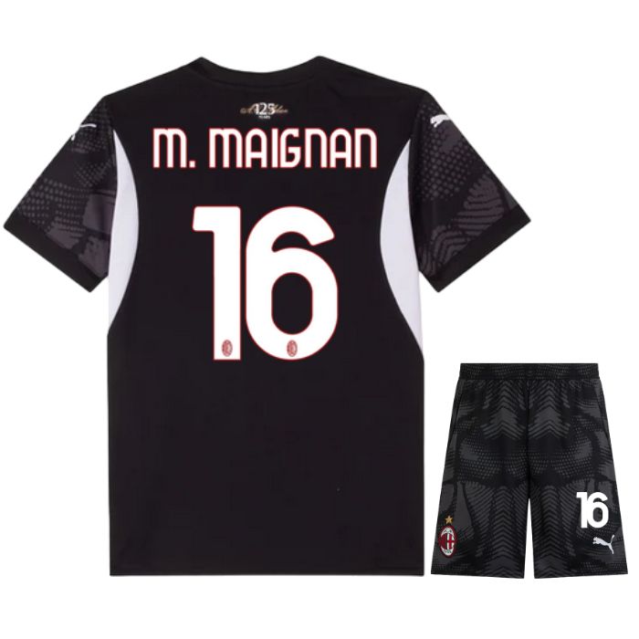 AC Milan Maignan 16 Kids Goalkeeper Jersey Home 2024 2025 Black | Football Sport