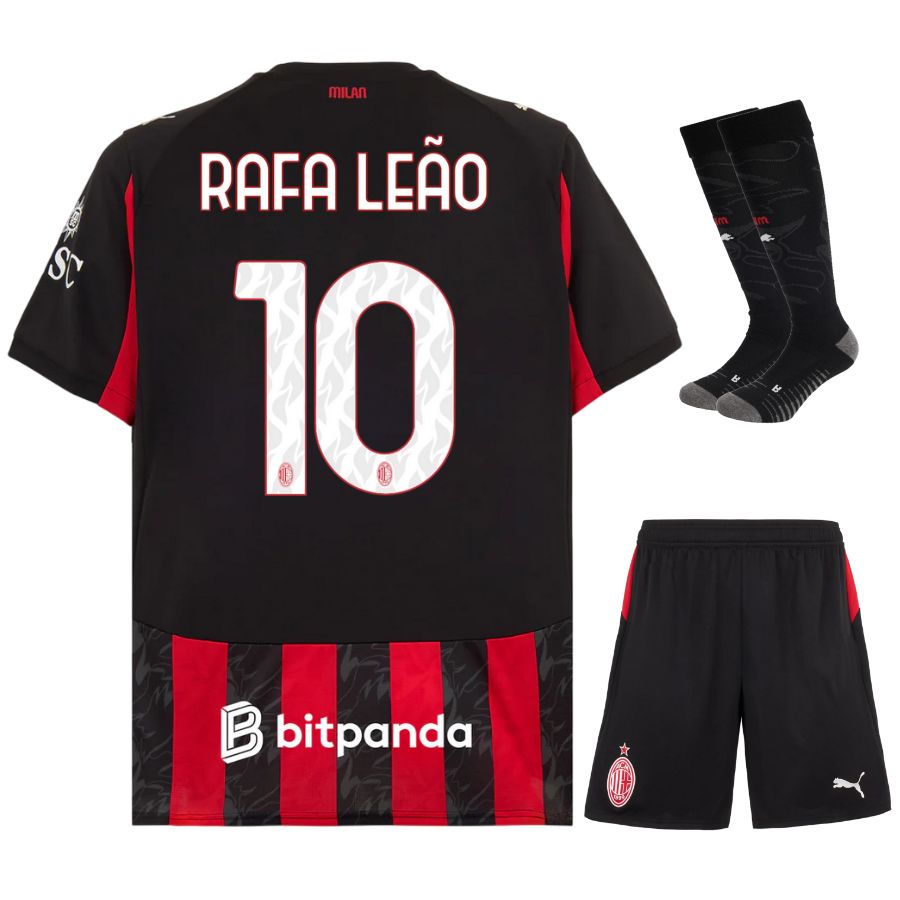 Maillot-Kit-Enfant-Milan-AC-Domicile-2025-2026-Rafael-Leao