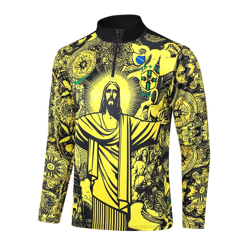 Survetement-Bresil-Training-2024-2025-Jaune-Motif-2