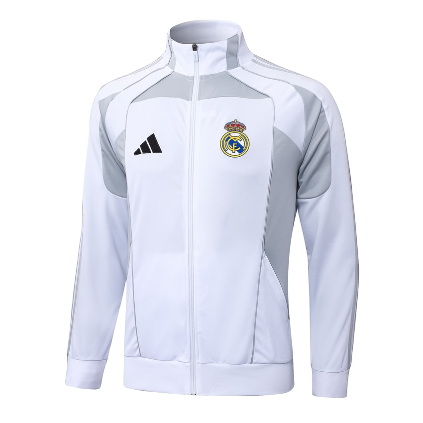 Survetement Real Madrid Veste Homme/Enfant 2025 2026 Blanc Gris | Foot Sport