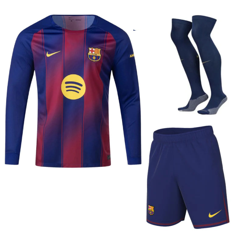 Maillot Kit Enfant Barca Manches Longues Domicile 2025 2026 | Foot Sport