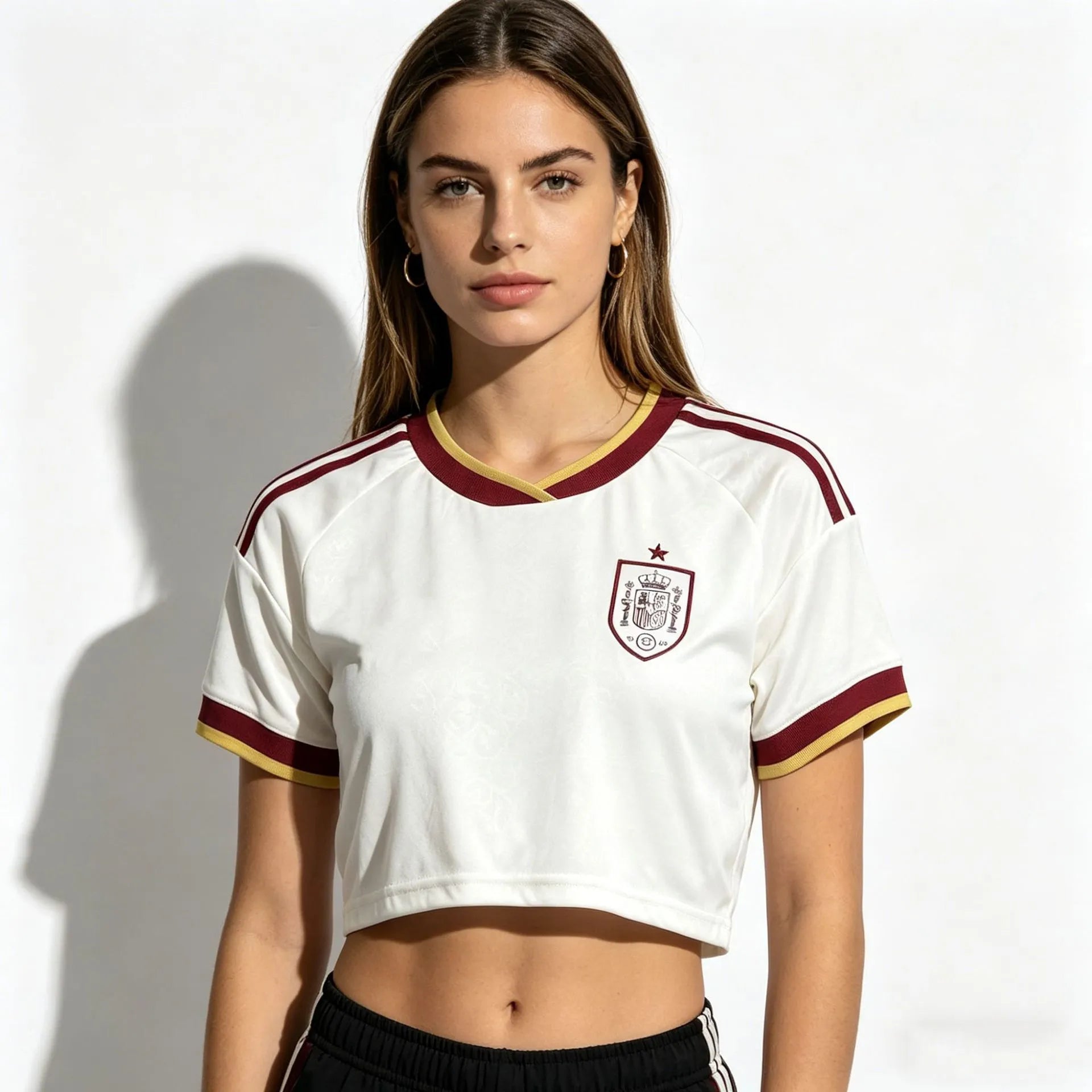 Maillot Espagne Crop Top Femme Blanc 2026 2027