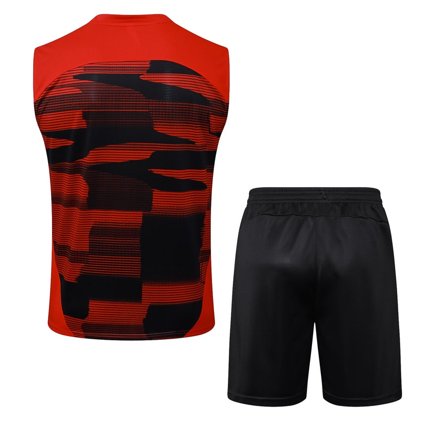 Camiseta sin mangas y pantalones cortos del AC Milan para hombre 2024-2025, rojo y negro | Fútbol