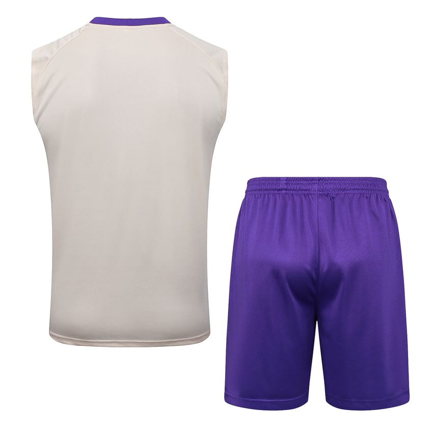 Camiseta de tirantes y pantalón corto del Real Madrid para hombre 2025-2026, color beige y morado | Fútbol