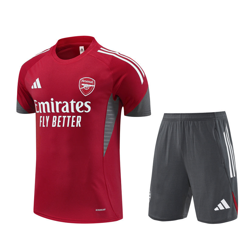 Ensemble Maillot Short Arsenal Homme/Enfant 2025 2026 Rouge Gris | Foot Sport