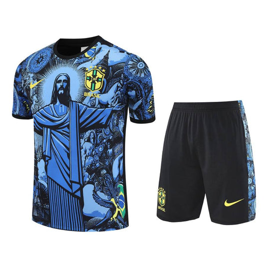 Brazil Men's/Kids' Shorts Jersey Set 2024 2025 Blue Pattern