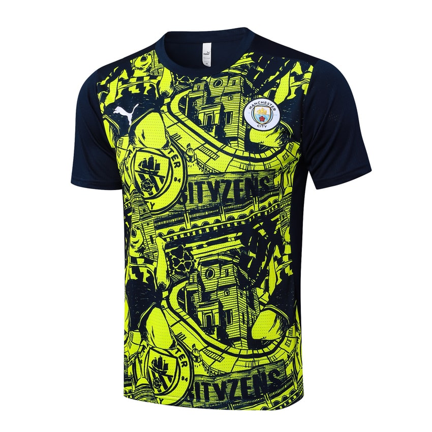 Ensemble Maillot Short Manchester City Homme 2024 2025 Jaune Noir | Foot Sport