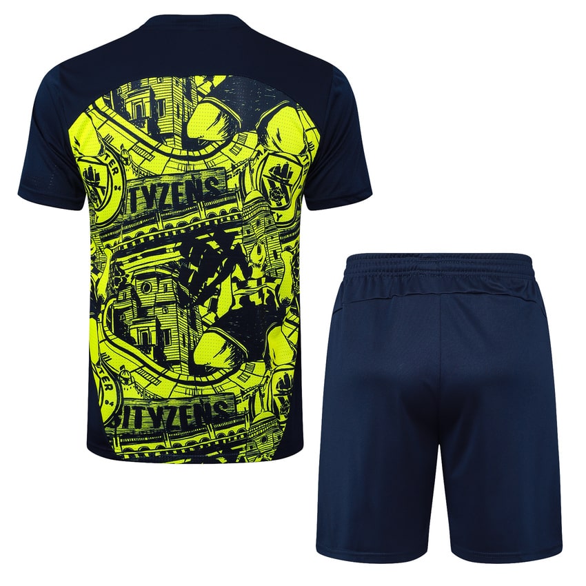 Ensemble Maillot Short Manchester City Homme 2024 2025 Jaune Noir | Foot Sport