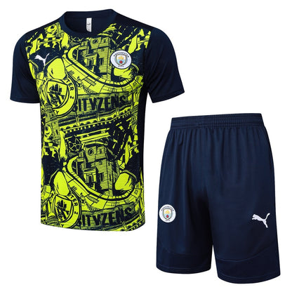 Ensemble Maillot Short Manchester City Homme 2024 2025 Jaune Noir | Foot Sport