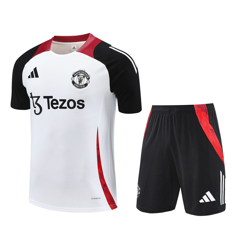 Ensemble Maillot Short Manchester United Homme/Enfant 2024 2025 Blanc | Foot Sport