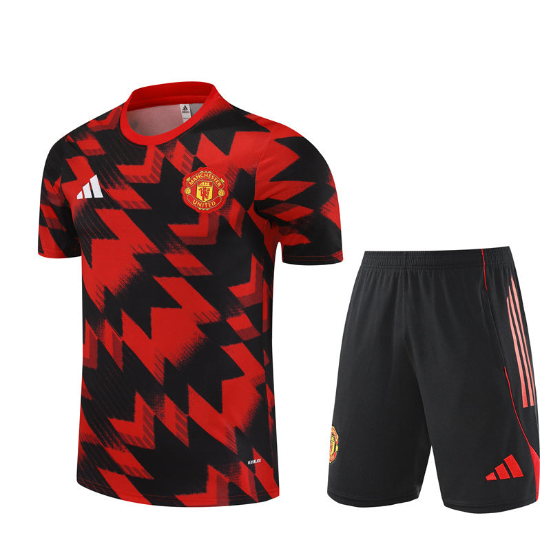 Manchester United Men's/Kids' Jersey Short Set 2025 2026 Red Black