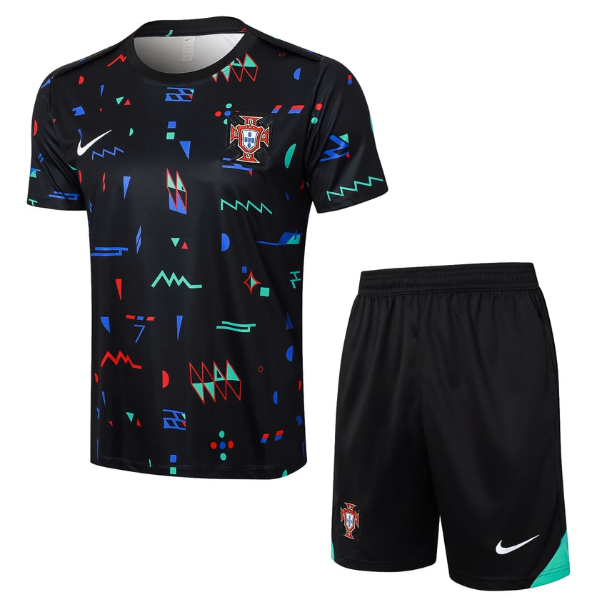 Ensemble-Maillot-Short-Portugal-2024-2025-Noir-Motif-1
