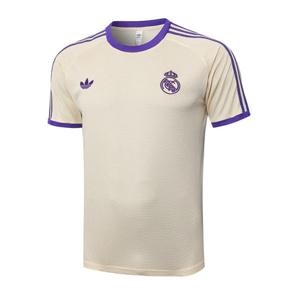 Ensemble Maillot Short Real Madrid Homme 2025 2026 Beige Violet | Foot Sport
