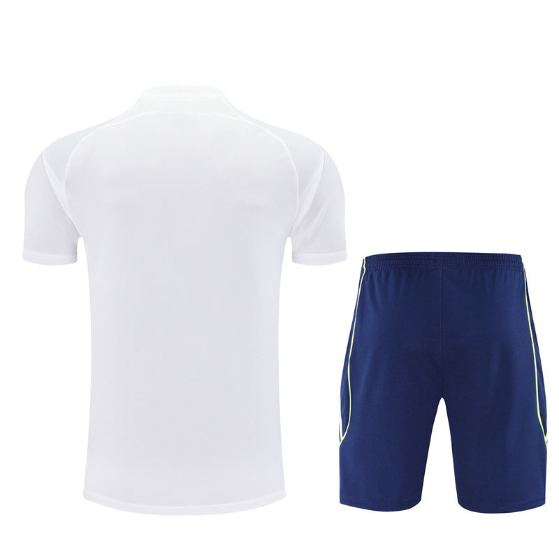 Ensemble Maillot Short Real Madrid Homme/Enfant 2025 2026 Blanc Bleu Sombre | Foot Sport