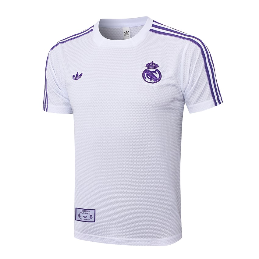 Pantalón corto blanco y morado del Real Madrid para hombre/niño (2025-2026) | Fútbol