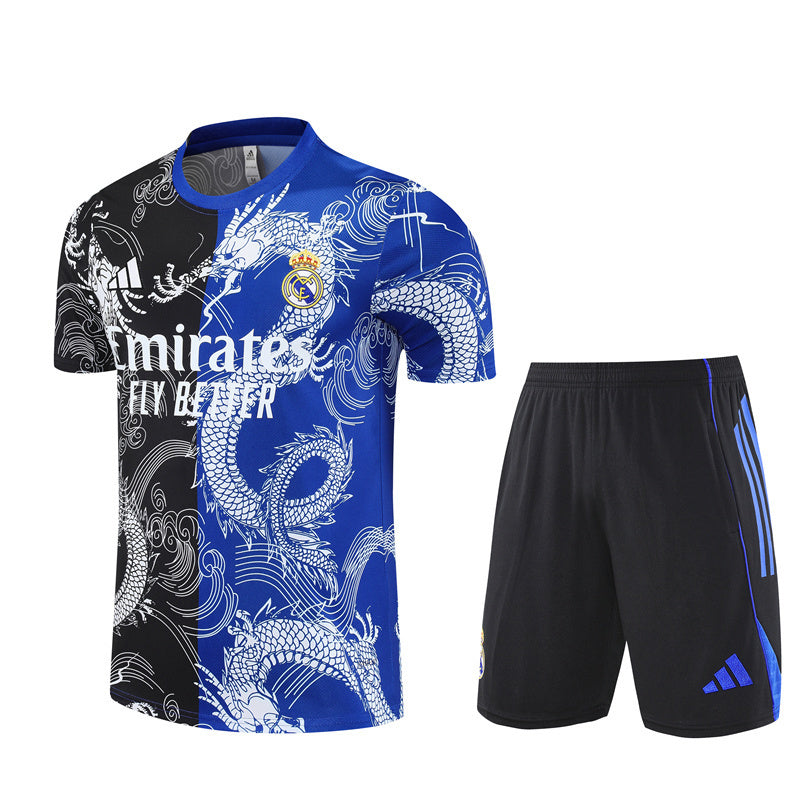 Ensemble Maillot Short Real Madrid Homme/Enfant 2025 2026 Noir Bleu Edition Limitée | Foot Sport