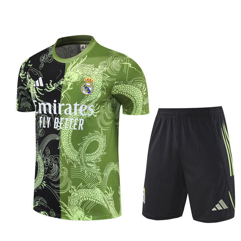 Ensemble Maillot Short Real Madrid Homme/Enfant 2025 2026 Noir Vert Edition Limitée | Foot Sport
