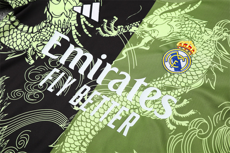 Ensemble Maillot Short Real Madrid Homme/Enfant 2025 2026 Noir Vert Edition Limitée | Foot Sport