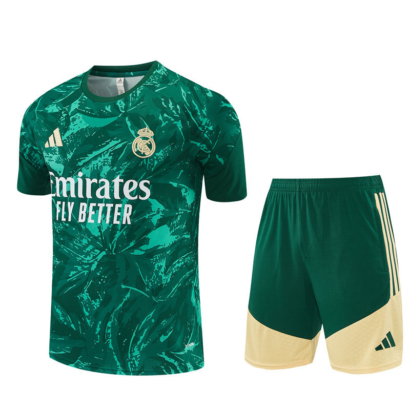 Real Madrid Men's/Kids' Camouflage Green Jersey and Shorts Set