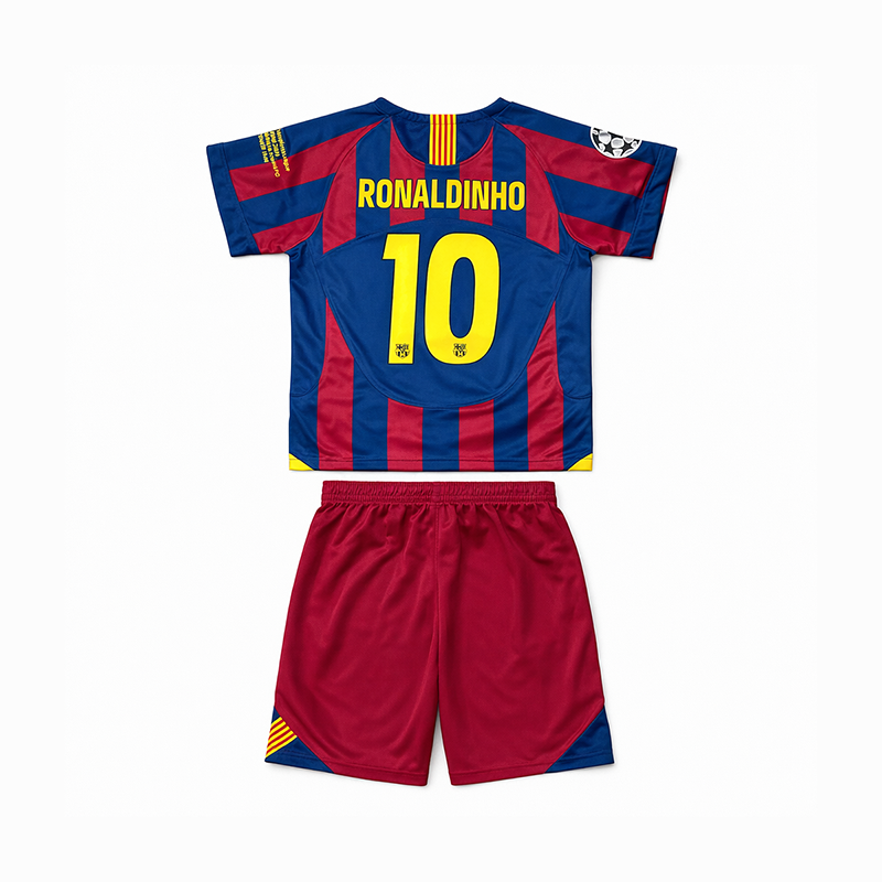 Maillot-Barcelone-UCL-Kit-Enfant-Ronaldinho-2005-2006-2