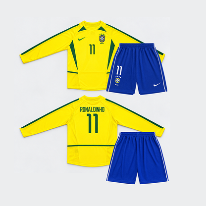 Maillot-Brésil-Manches-Longues-Kit-Enfant-Ronaldinho-Domicile-2002-1