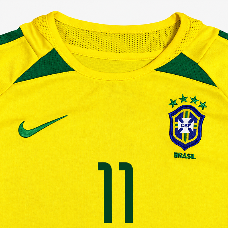 Maillot-Brésil-Manches-Longues-Kit-Enfant-Ronaldinho-Domicile-2002-2