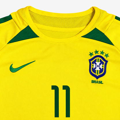 Maillot-Brésil-Manches-Longues-Kit-Enfant-Ronaldinho-Domicile-2002-2