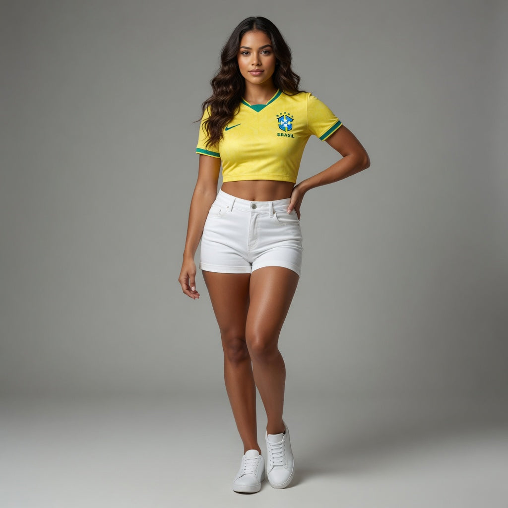 Maillot-Bresil-crop-top-Femme-Domicile-2025-2026-Coupe-du-Monde
