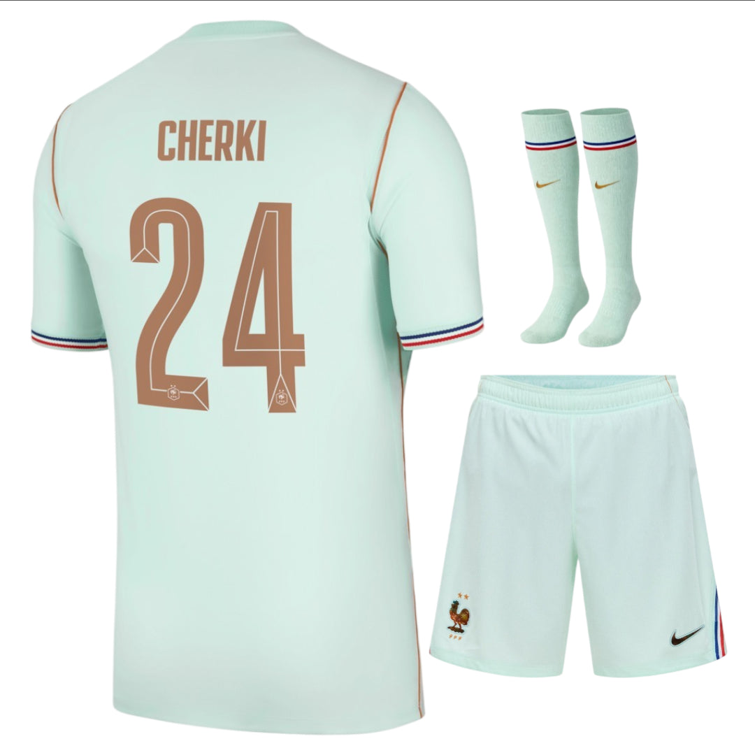 New Kids' France Cherki Away Green World Cup 2026 Kit – Foot Sport