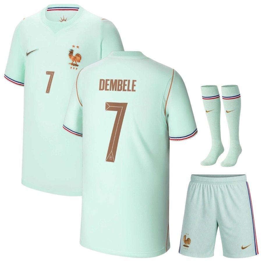 New Kids France Dembele Away Green World Cup 2026 Kit – Foot Sport