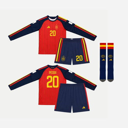 Maillot-Espagne-Manches-Longues-Kit-Enfant-Domicile-2026-2027-1