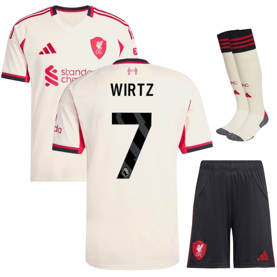 Camiseta blanca de visitante del Liverpool 2025-2026 para niños | Fútbol