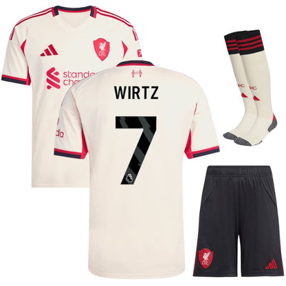 Liverpool 2025-2026 White Away Kids Kit Shirt | Football Sport