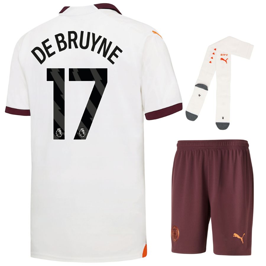 Maillot Manchester City Extérieur 23/24 - Enfant avec flocage De Bruyne 17