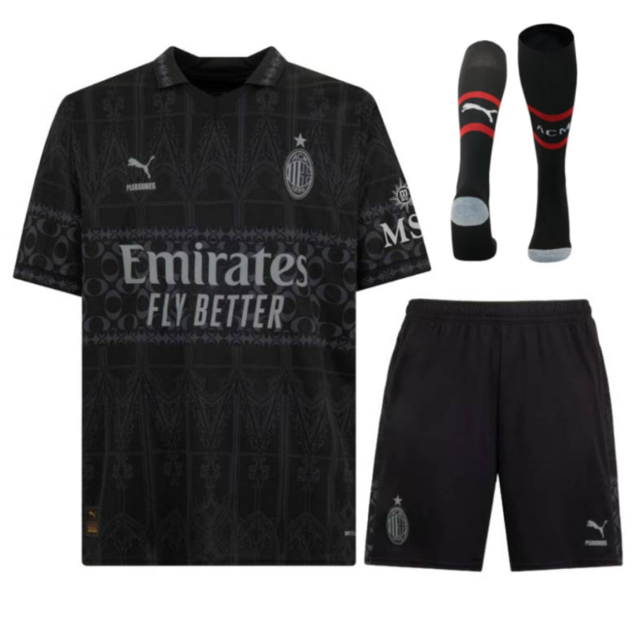 Maillot-Kit-Enfant-Milan-AC-X-Pleasures-Noir-2023-2024-