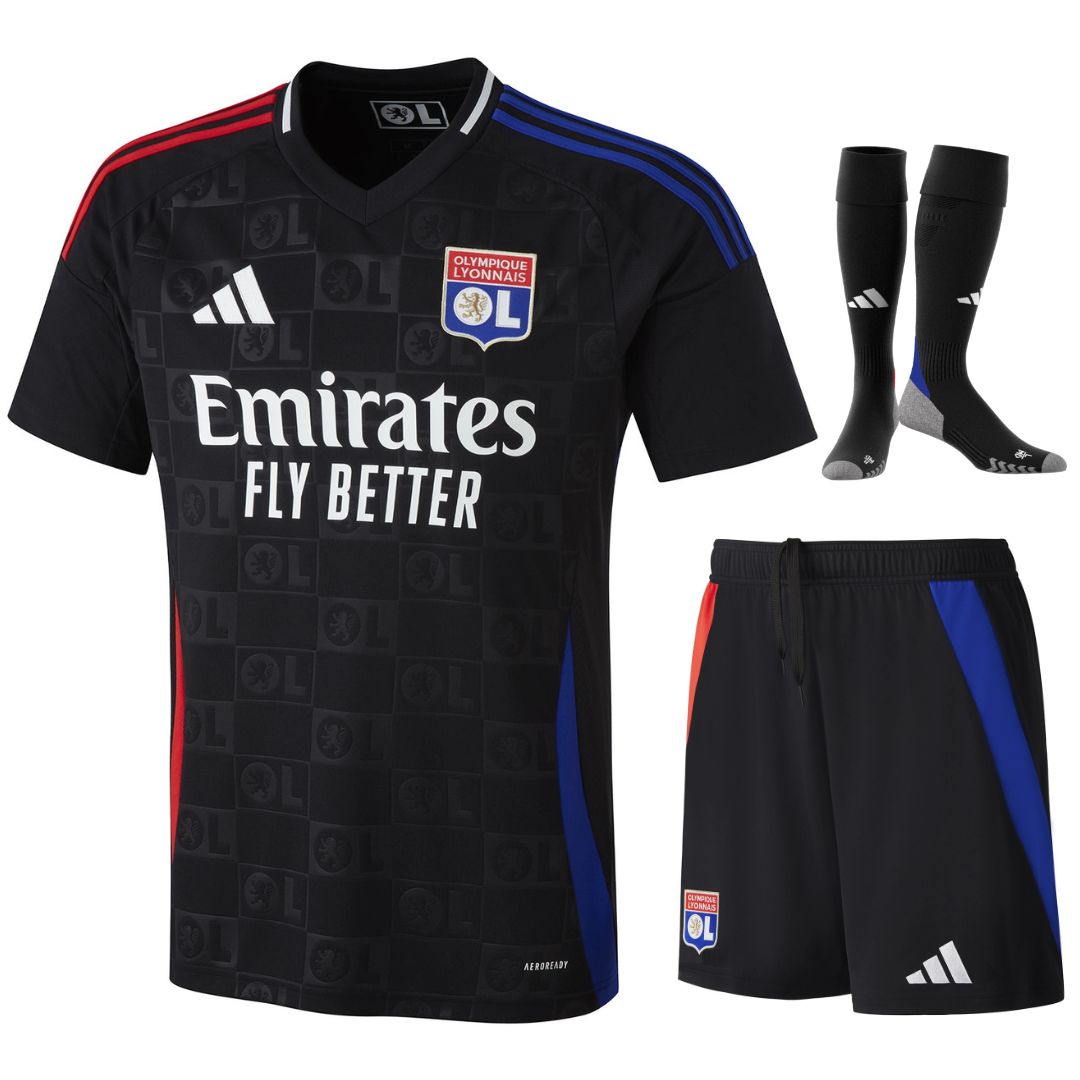 Camiseta de visitante del Lyon OL para niño 2024-2025, negra | Fútbol