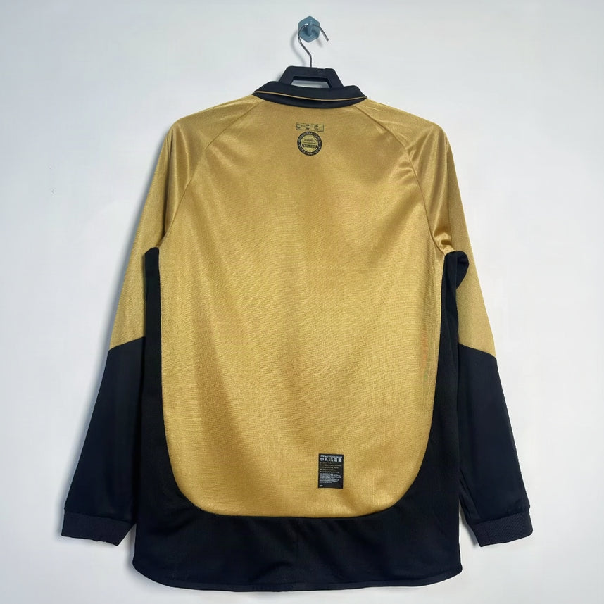 Maillot-Manchester-United-Retro-Vintage-Manches-Longues-2001-2002-Centenaiire-Homme-Jaune-2