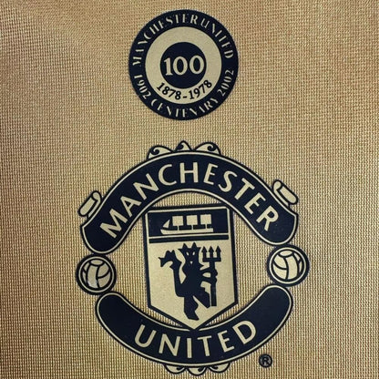 Maillot-Manchester-United-Retro-Vintage-Manches-Longues-2001-2002-Centenaiire-Homme-Jaune-3
