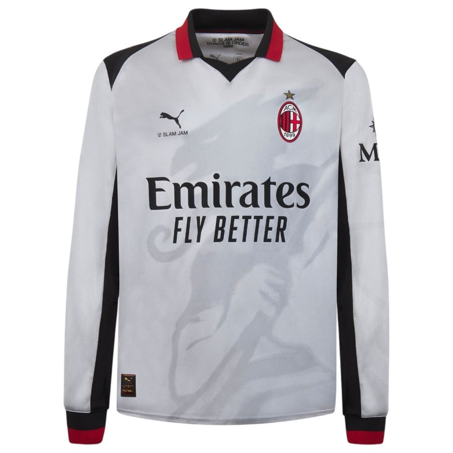 Men's AC Milan Long Sleeve Slam Jam Fourth Silver Jersey 2025 2026