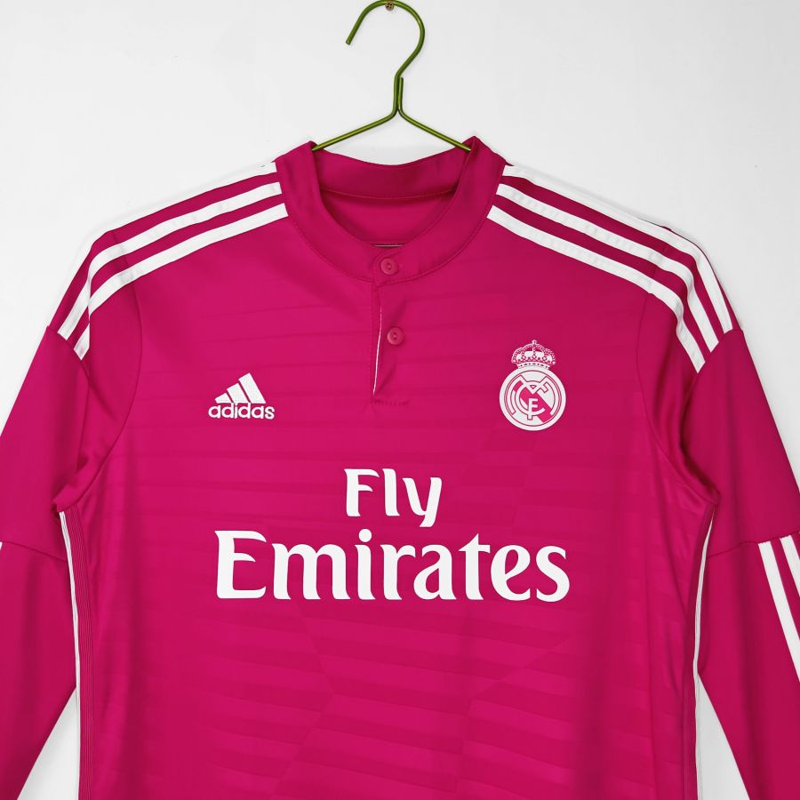 Maillot-Real-Madrid-Manches-Longues-Exterieur-Rose-2014-2015-Retro-Vintage-Homme-3