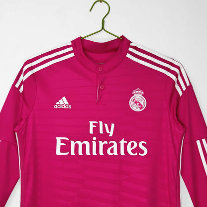 Maillot-Real-Madrid-Manches-Longues-Exterieur-Rose-2014-2015-Retro-Vintage-Homme-3