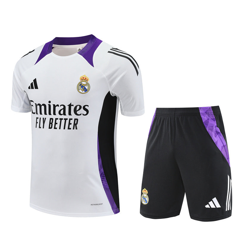 Maillot-Short-Training-Real-Madrid-Blanc-Violet-Homme-Enfant-2024-2025-1
