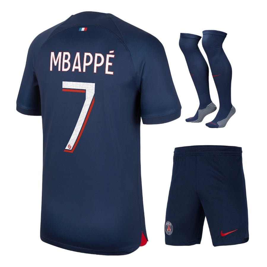Maillot-kit-Enfant-PSG-Domicile-Mbappe-2023-2024-foot-sport