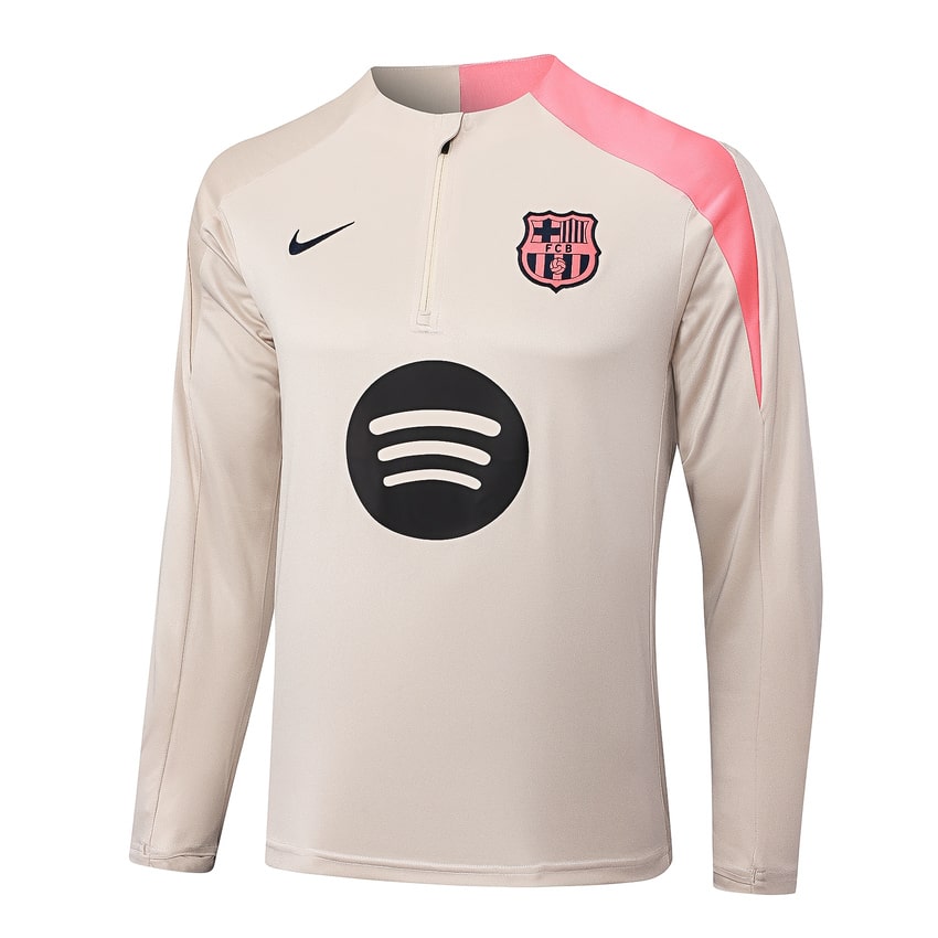 Survetement Barcelone Training Homme 2025 2026 Beige Rose | Foot Sport