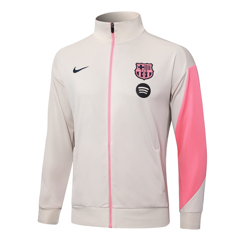 Survetement Barcelone Veste Homme 2025 2026 Beige Rose | Foot Sport