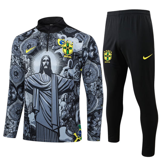 Survetement-Bresil-Training-2024-2025-Gris-Motif